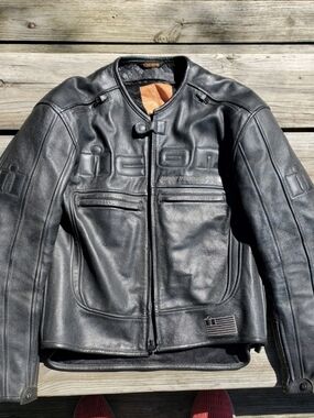 ICON Motorhead Asphalt Technologies Black Motorcycle Leather Jacket Mens Medium